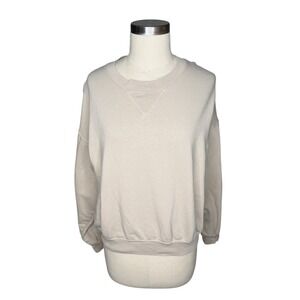 BUCK MASON Sweatshirt Beige Tan Cotton French Terry Women's Size Medium